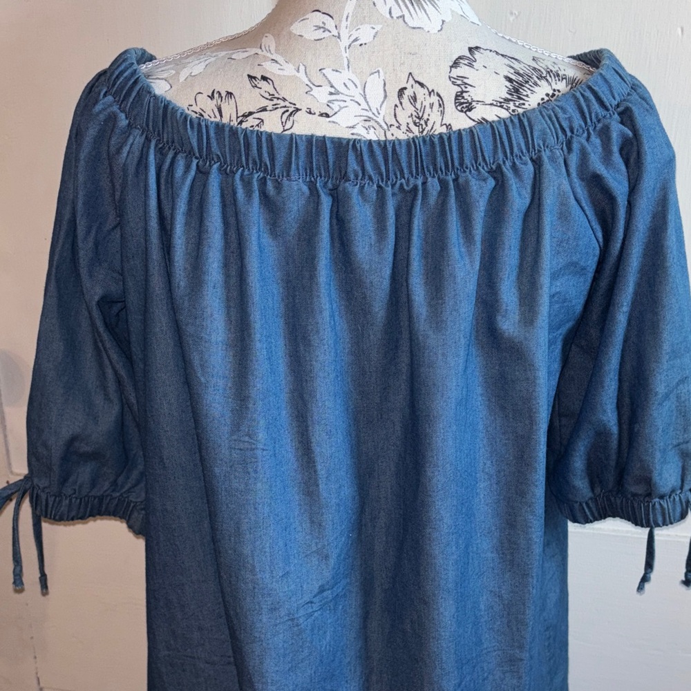 Mind Code Denim Blue Off Shoulder Mini Dress - image 5